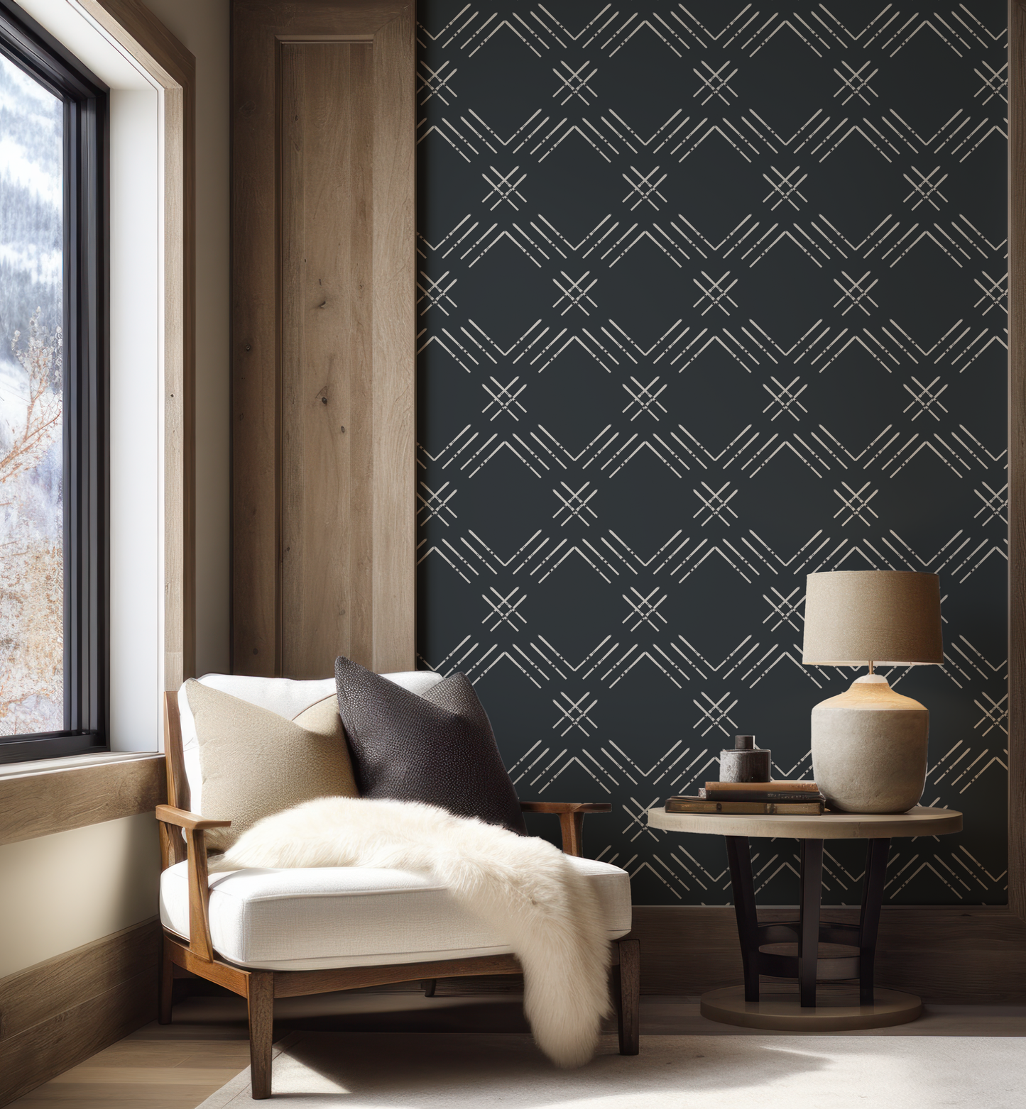 Gray Ski Diamond on Dark Navy Wallpaper