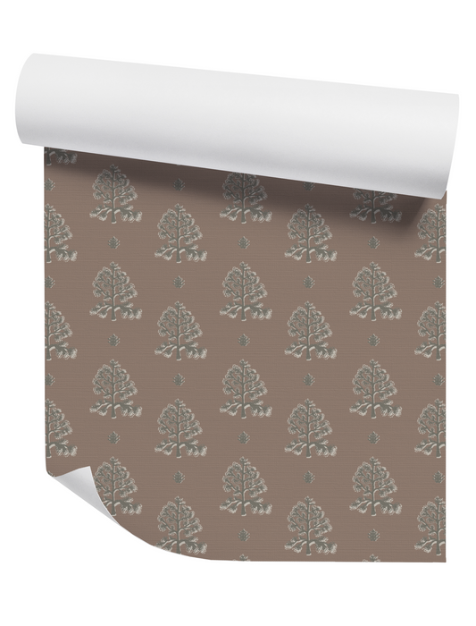 Vintage Poplar on Mauve Wallpaper