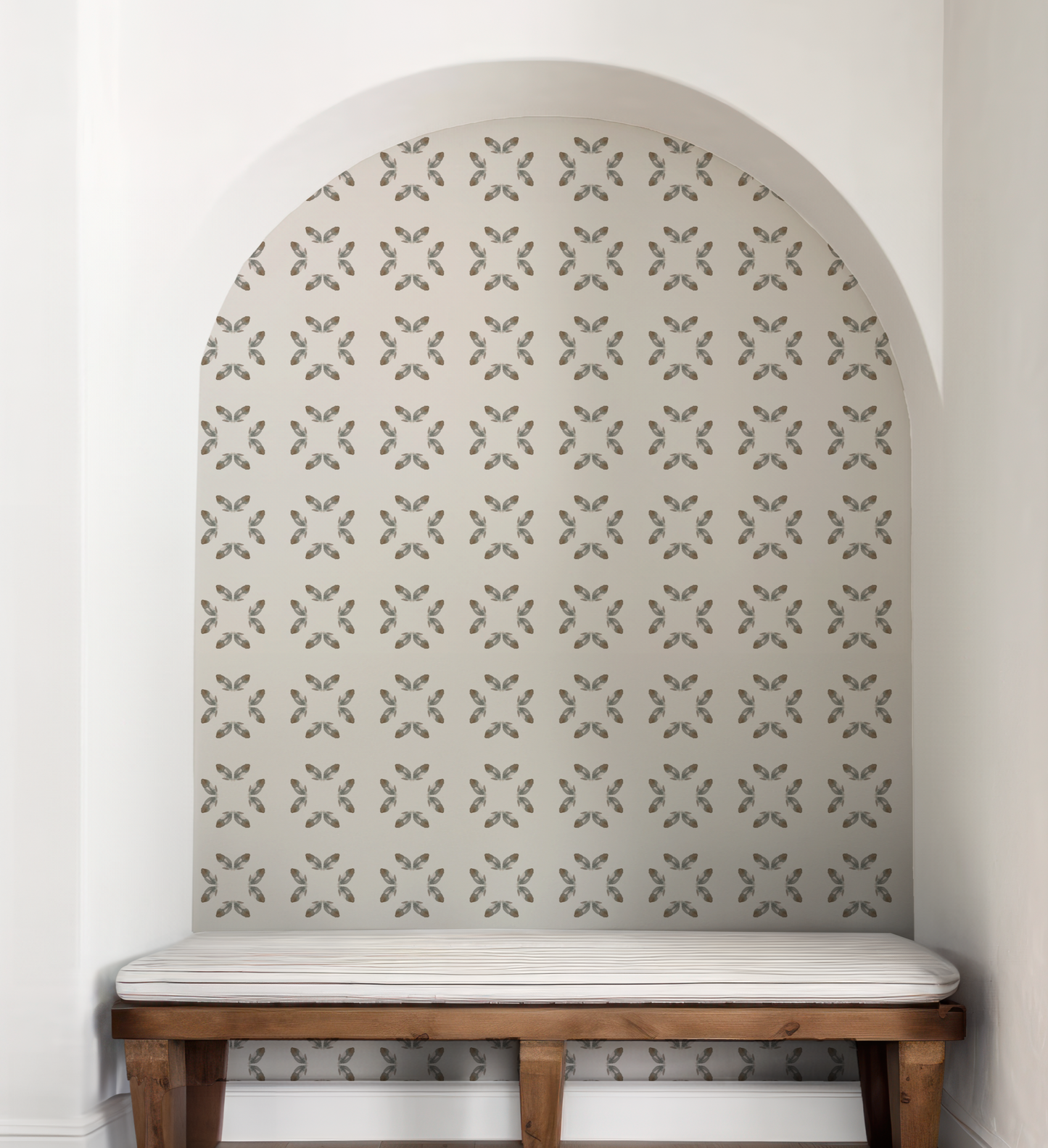 Painted Petal Square on Off White Wallpaper