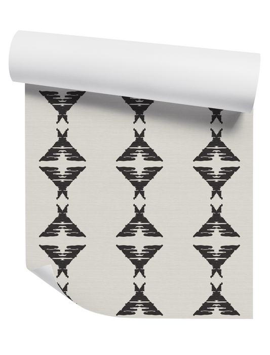 King's Diamond Stripe Black on Off White Wallpaper