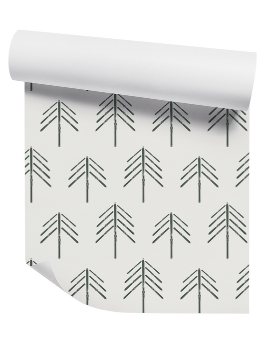 Willow + Wild Ski Tree Northwest Olive Grasscloth Wallpaper Roll - 32" x 22'