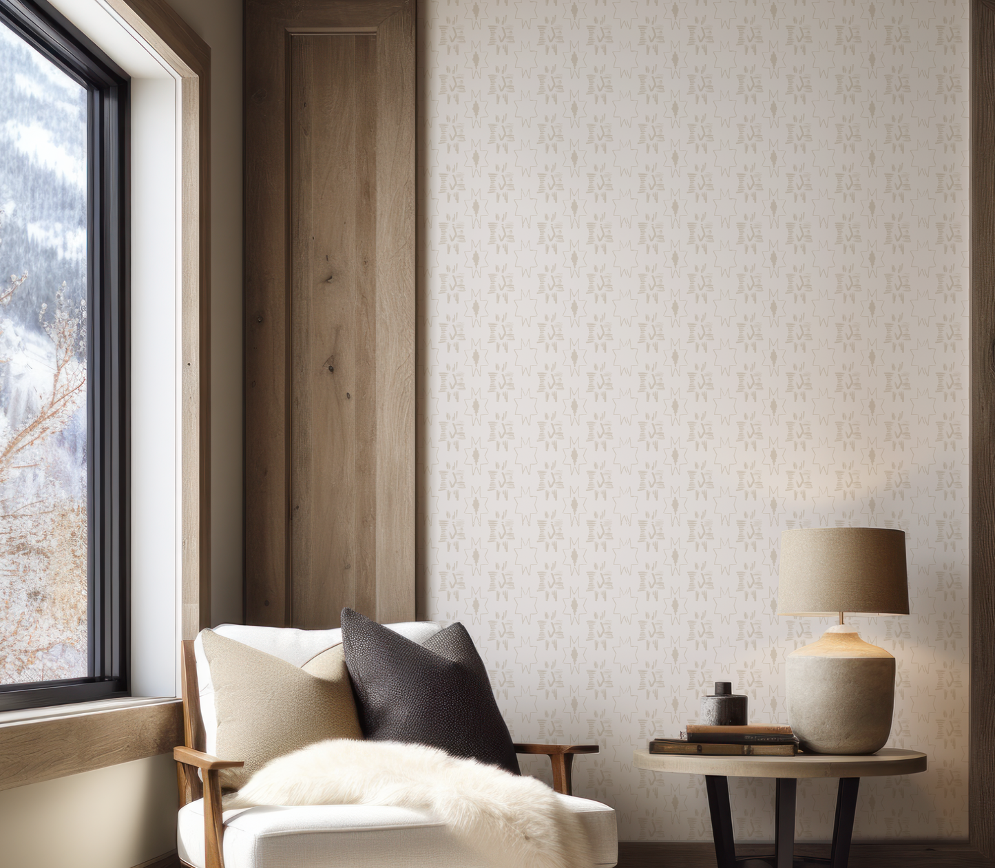 Southwestern Star on Off White Wallpaper