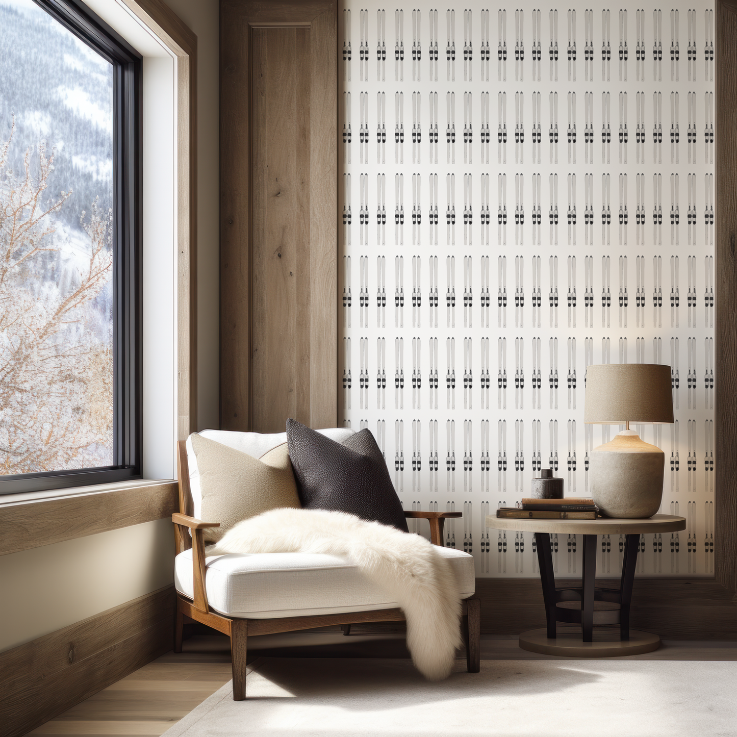 Ski Stripe on White Wallpaper