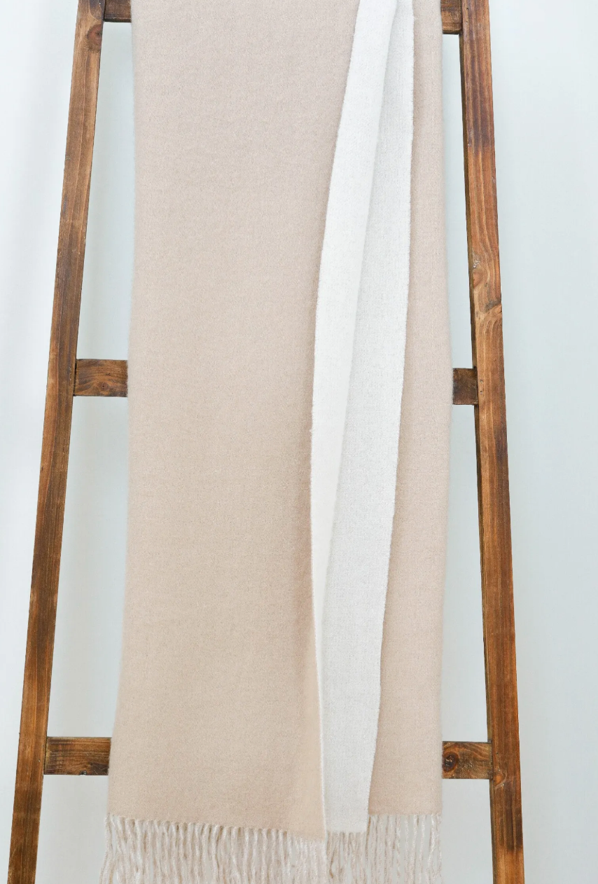 Willow + Wild Double Face Classic Throw Cashmere Merino Blend Carolina Blue and Bay Blue