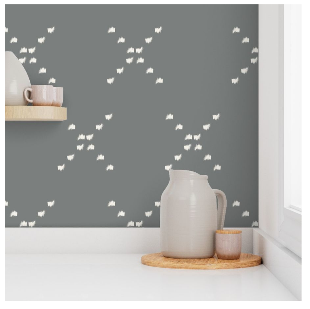 Willow + Wild Cream x on Olive Grasscloth Wallpaper Roll - 32" x 22'