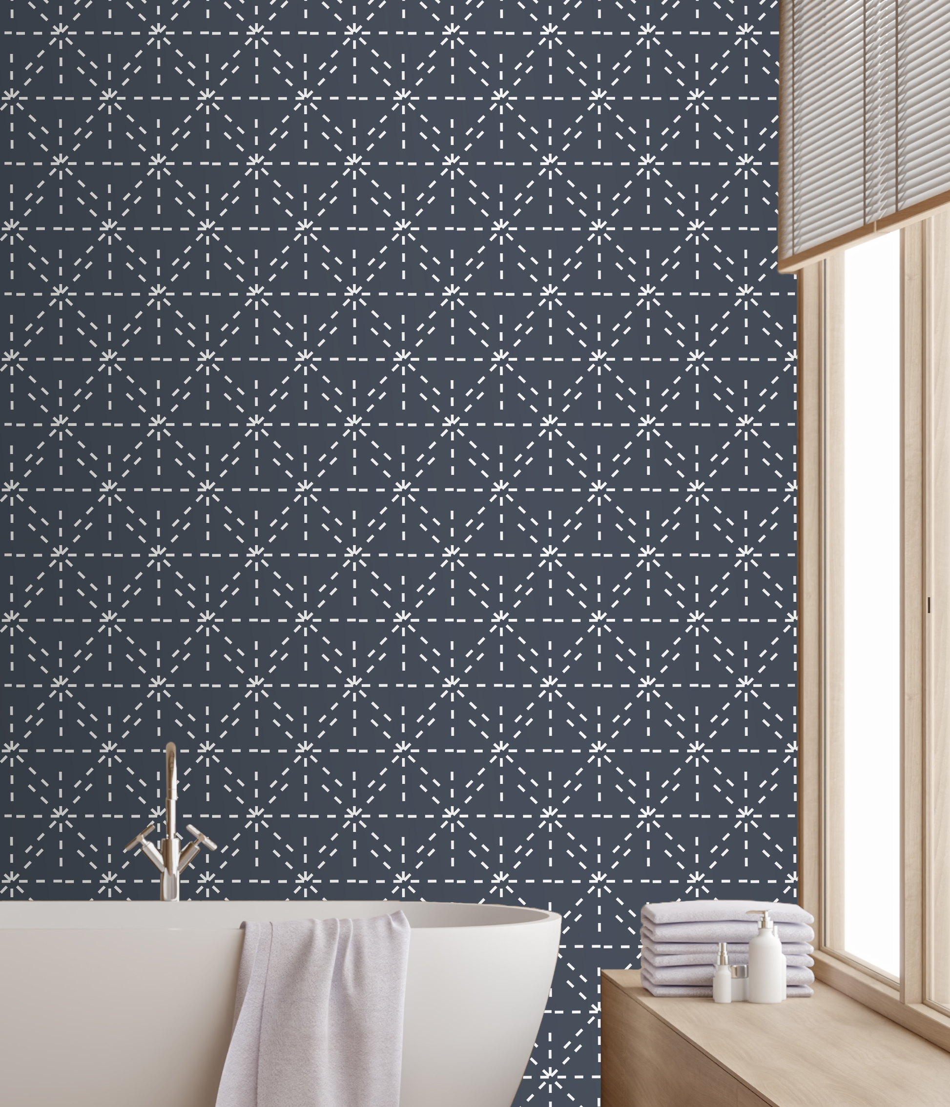 Willow + Wild Sunbeam Cream on Slate Blue Grasscloth Wallpaper Roll - 32" x 22'