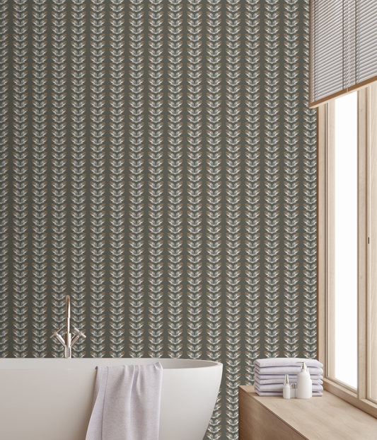 Willow + Wild Petal Stripe Olive Grasscloth Wallpaper Roll - 32" x 22'