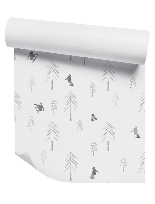 Tree Runs Snowboarding Subtle Grey Wallpaper