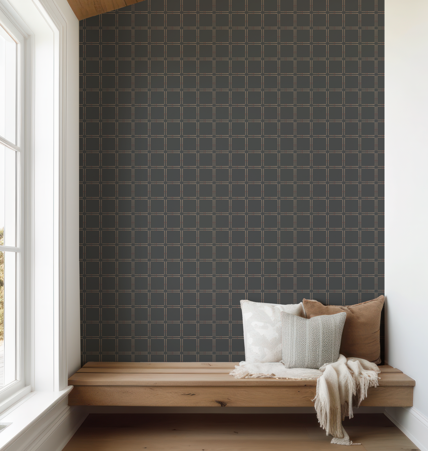 Vintage Ski Plaid on Black Wallpaper - Sm