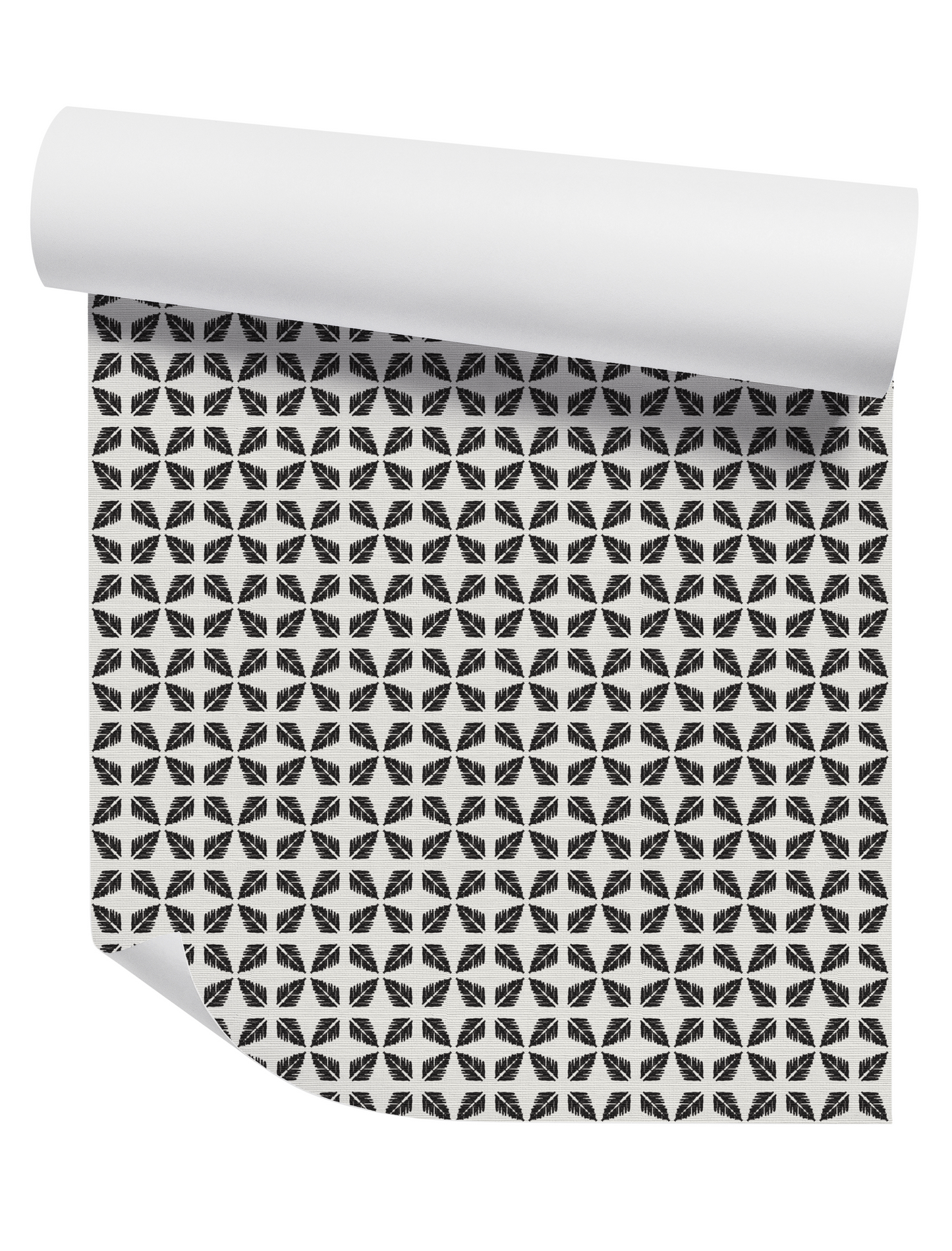 Geometric Leaves Black and White Wallpaper