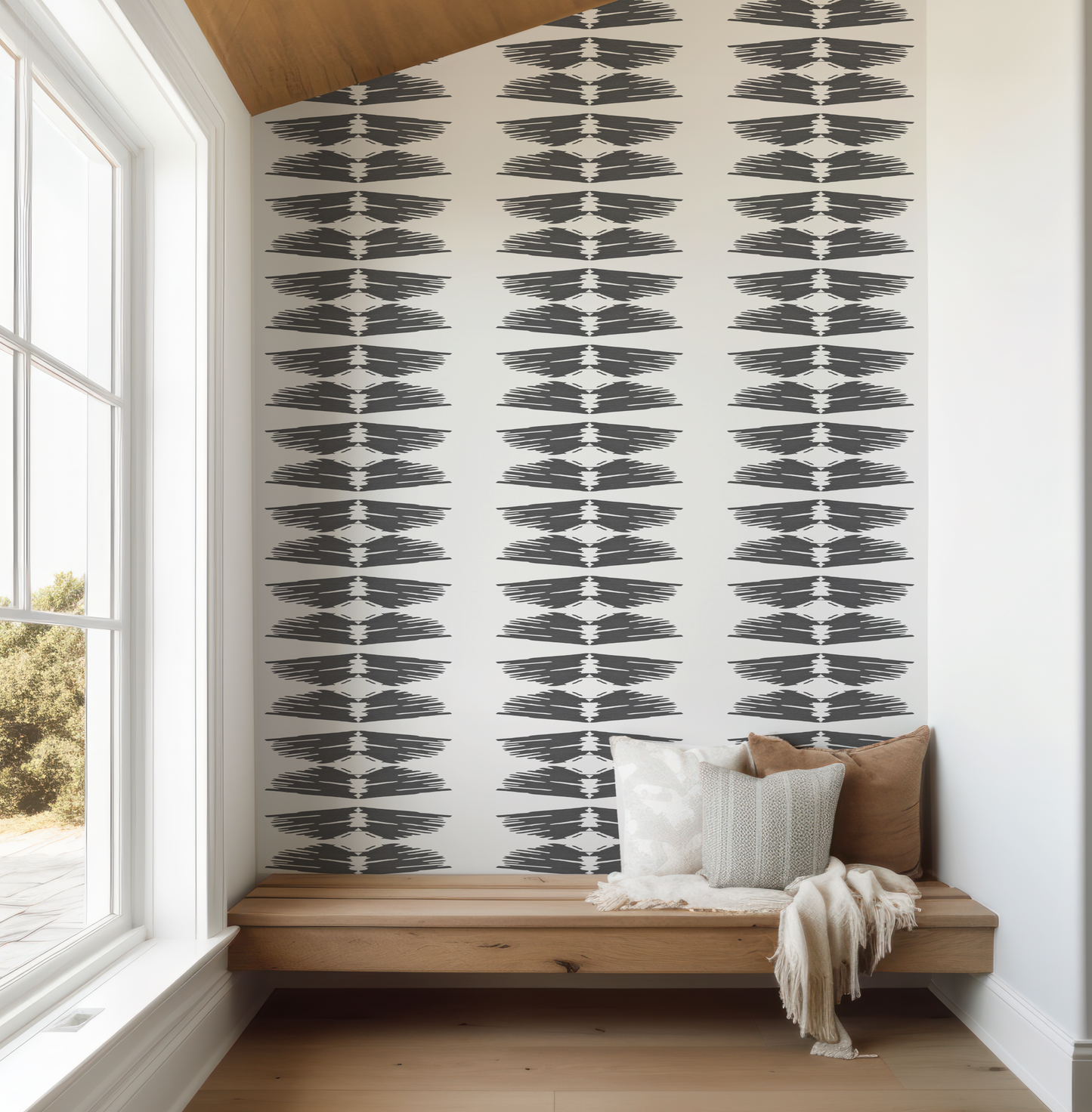 Black and Tonal Layers Taos Stripe Wallpaper