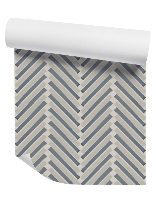 Chevron Beach Stripe LG on Off White Wallpaper