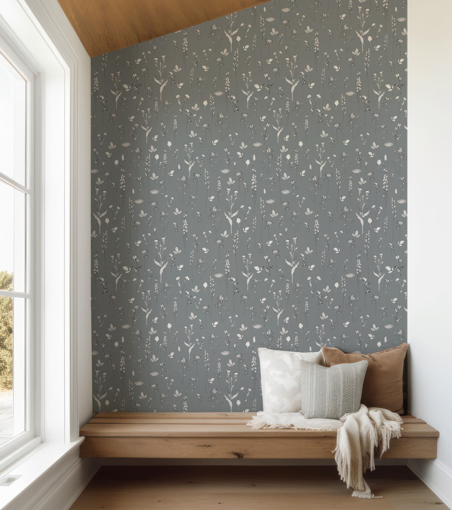 Nature Study on Slate Blue Wallpaper