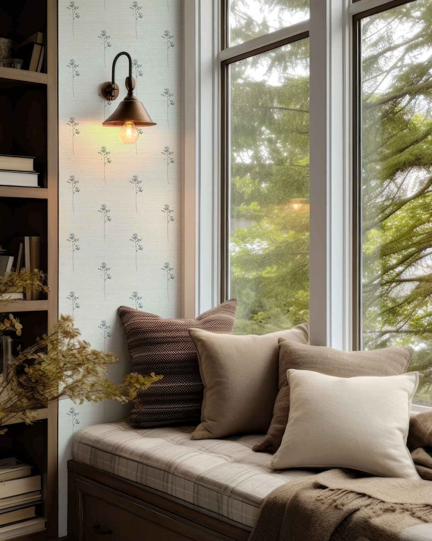 Edelweiss Light Blue Grasscloth Wallpaper