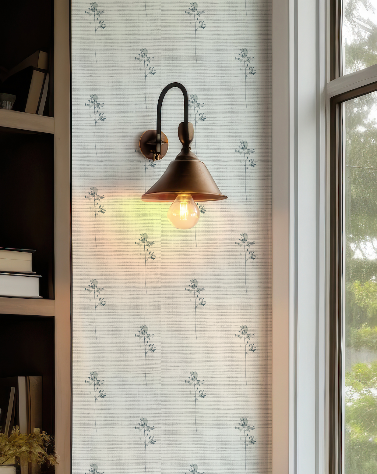 Edelweiss Light Blue Grasscloth Wallpaper