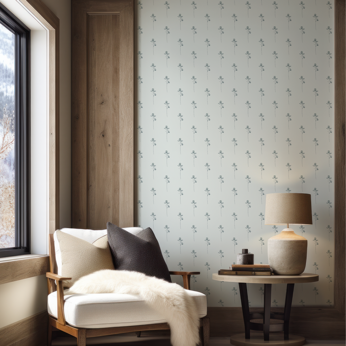 Edelweiss Light Blue Grasscloth Wallpaper