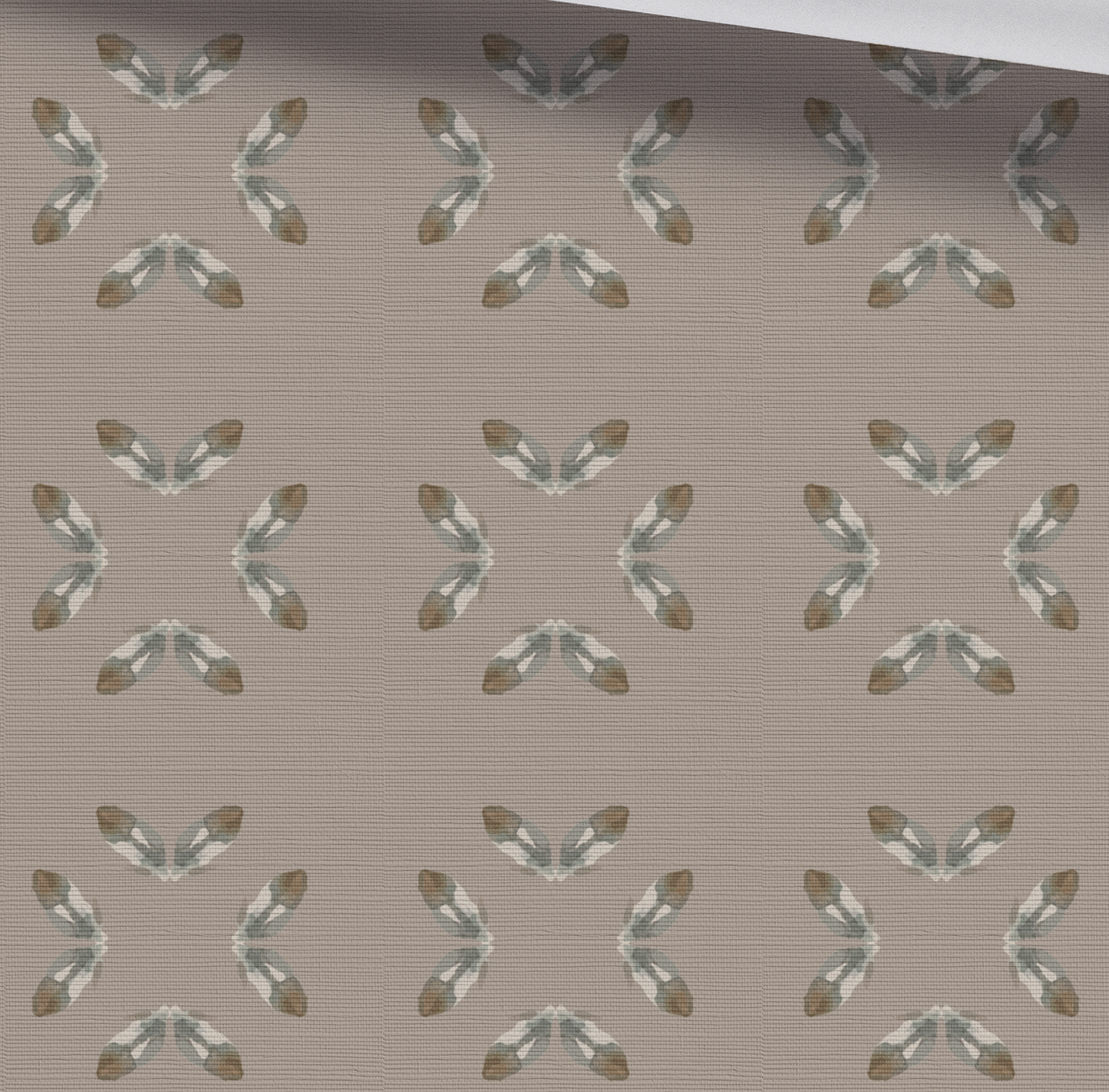 Painted Petal Square Warm Taupe Wallpaper