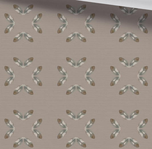 Painted Petal Square Warm Taupe Wallpaper