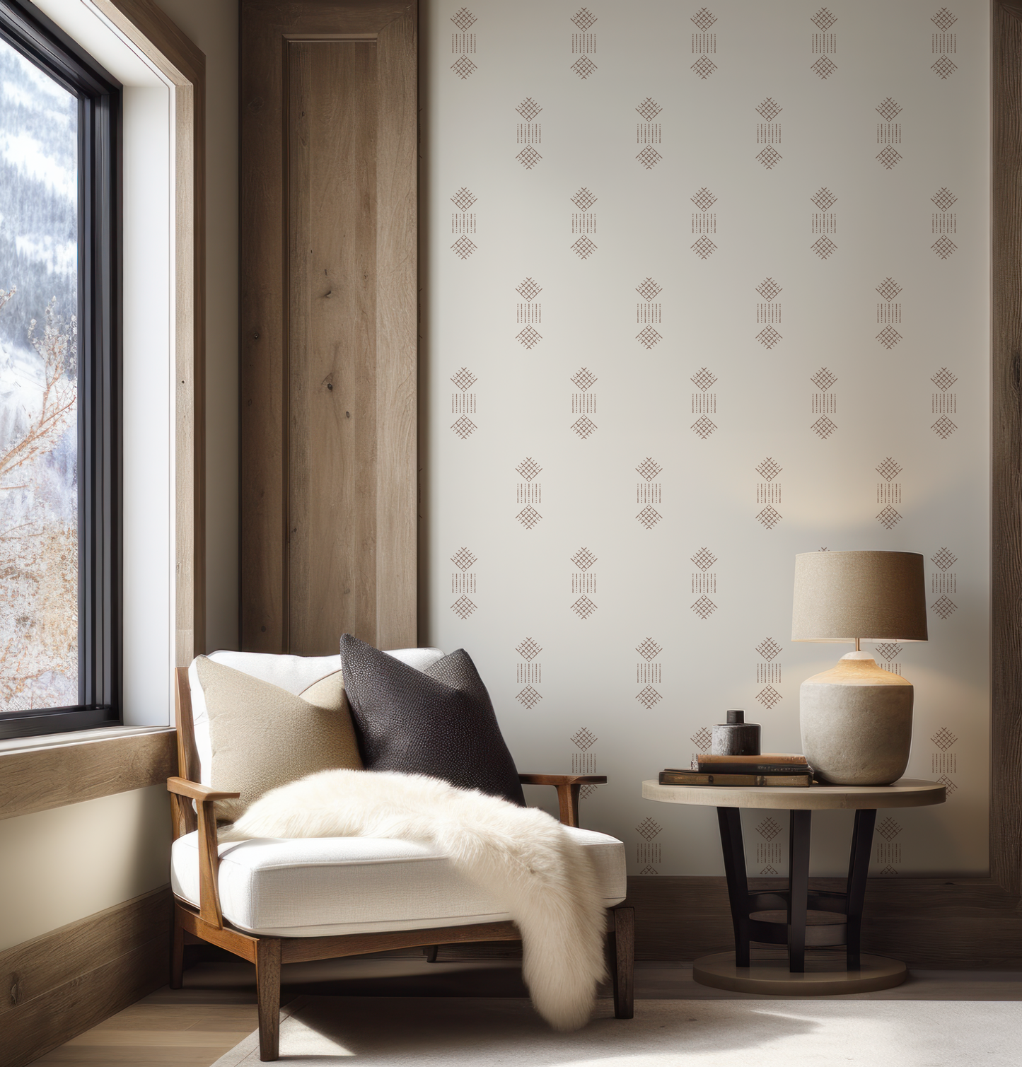 Fikka Sienna on Off White Wallpaper