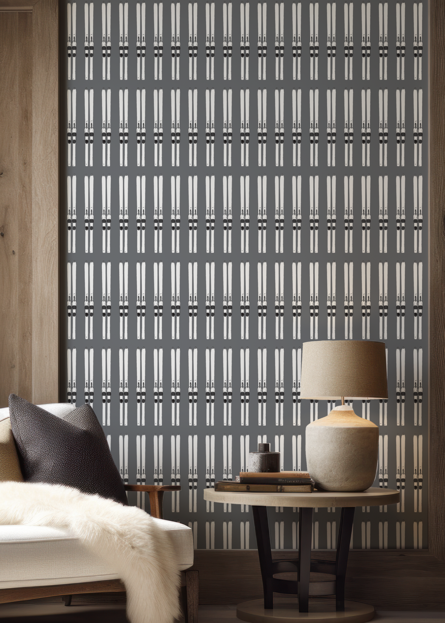 Ski Stripe on Grey Wallpaper