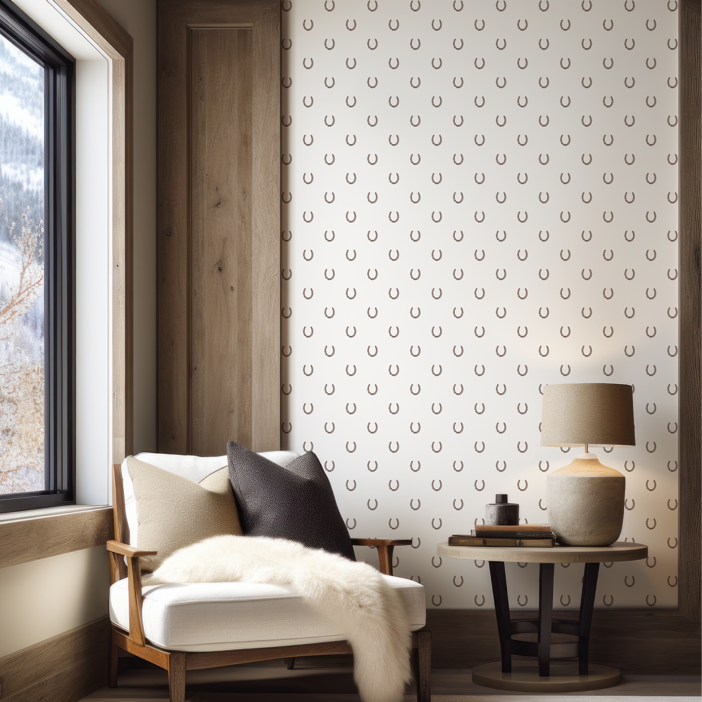 Horse Shoe Grasscloth Wallpaper