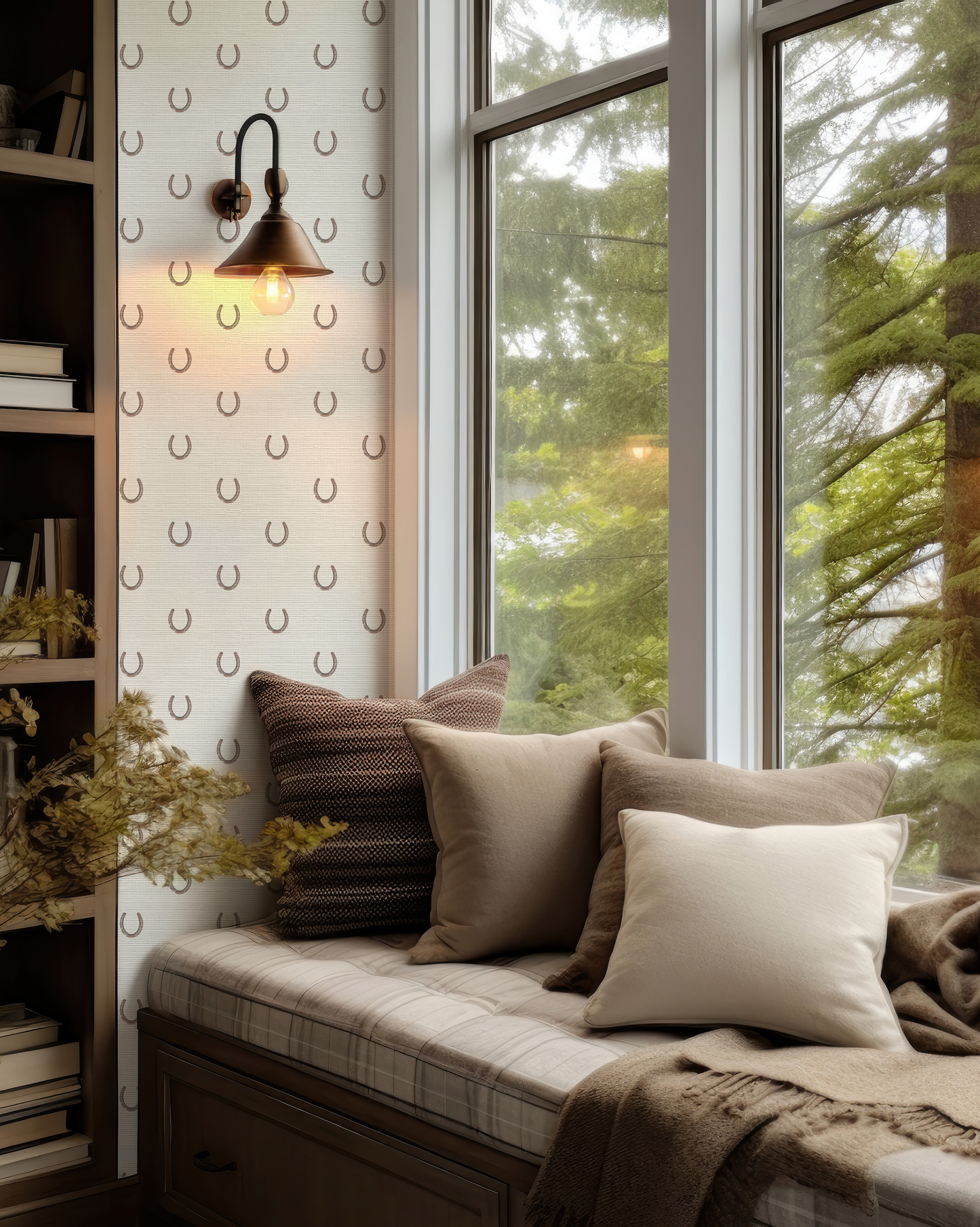Horse Shoe Grasscloth Wallpaper