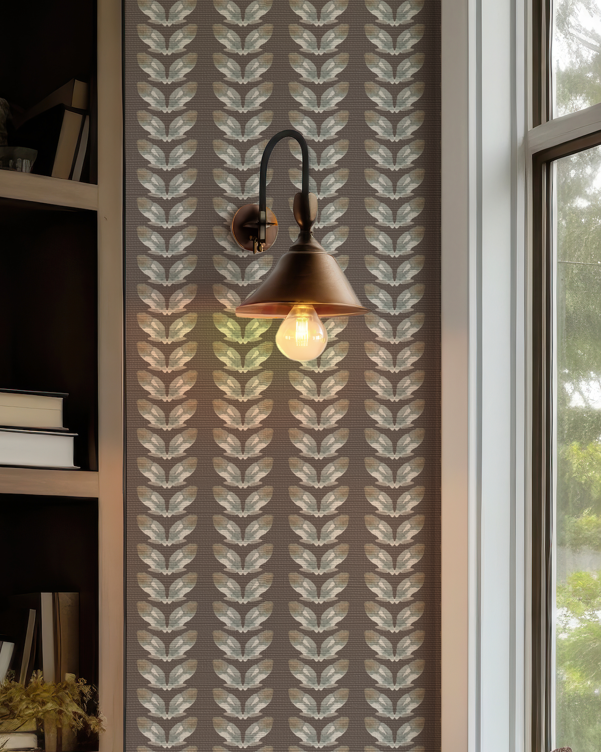 Petal Stripe on Deep Chestnut Wallpaper