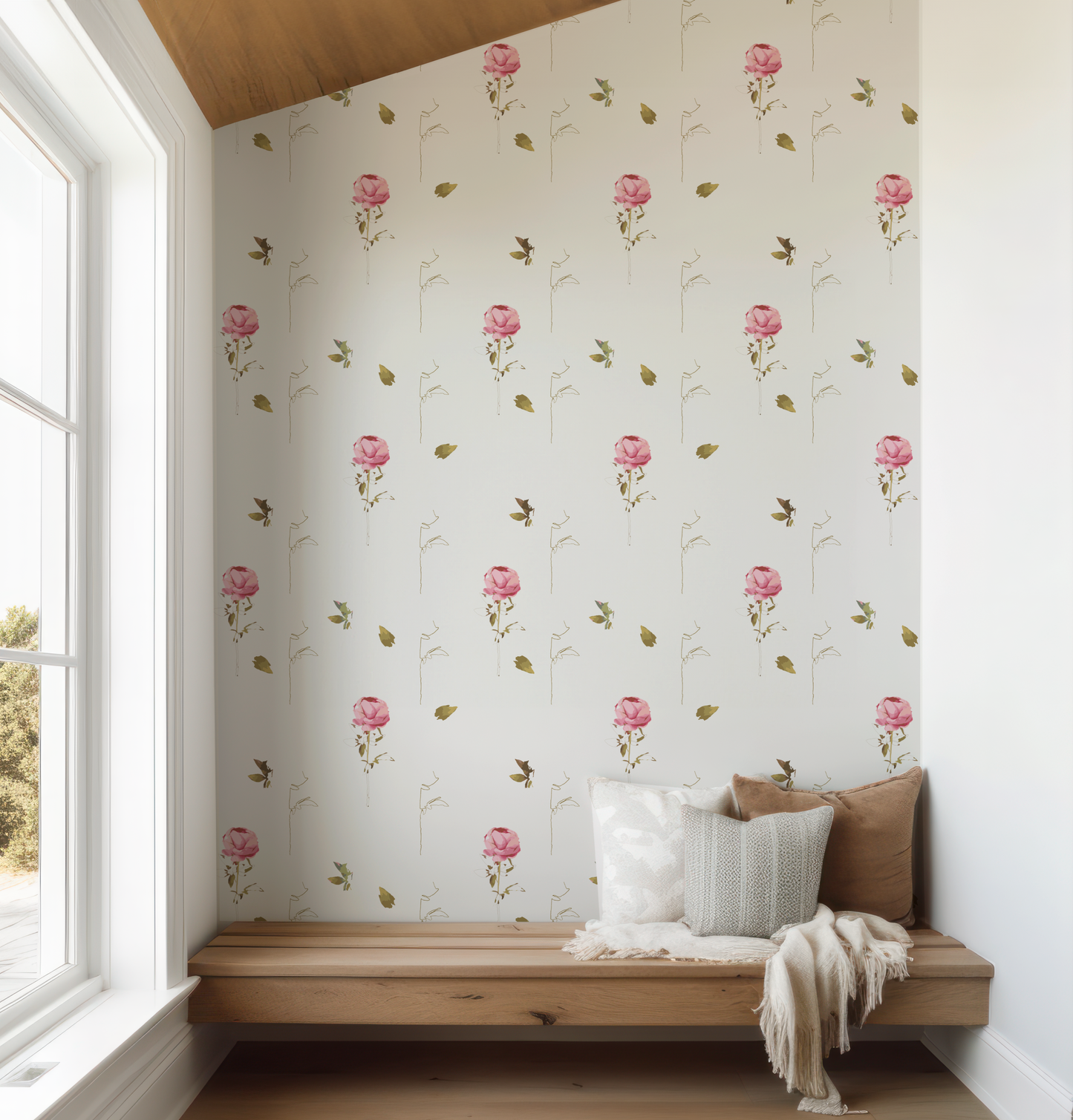 Roses on White Wallpaper