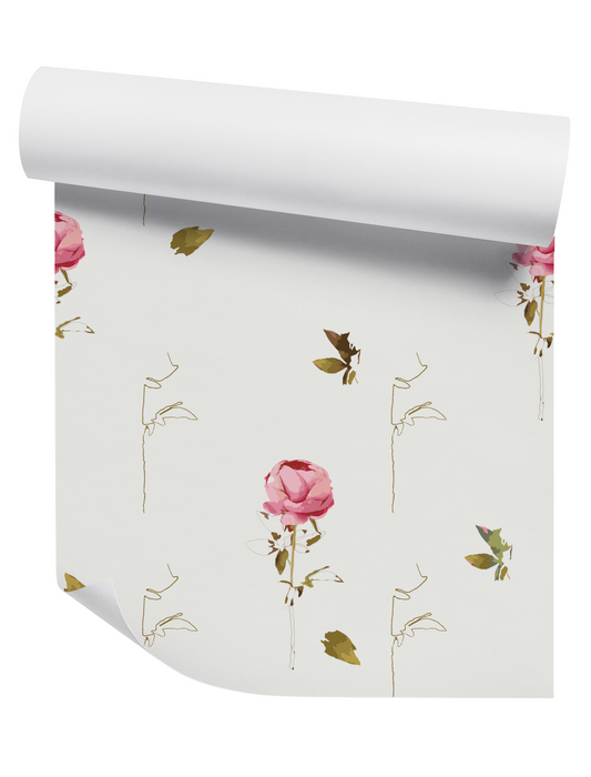 Roses on White Wallpaper