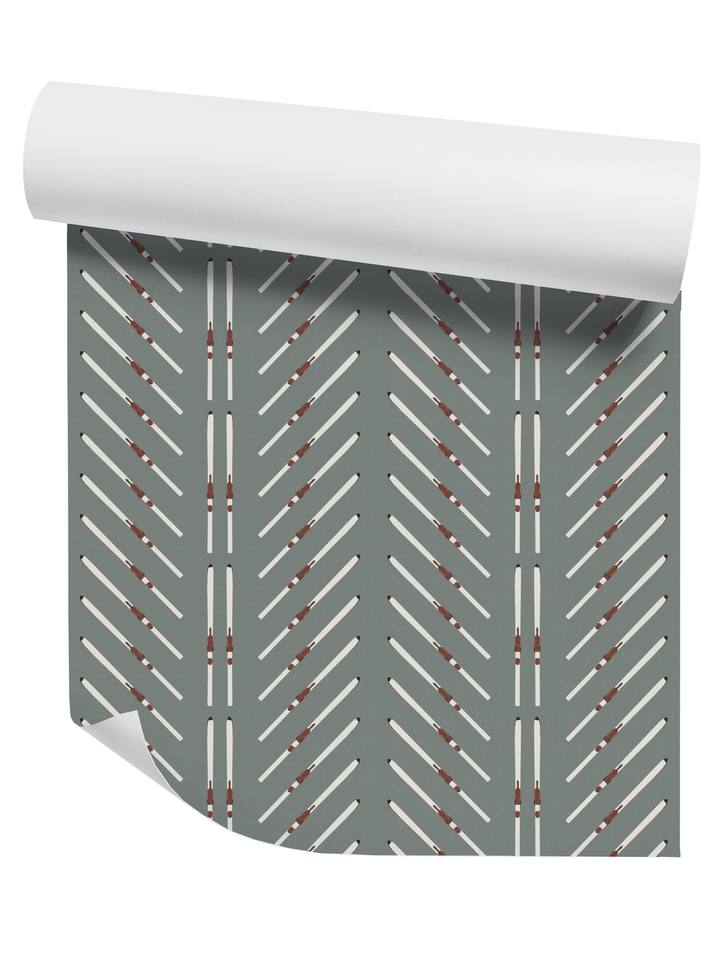 Ski Chevron Stripe on Sage Green Wallpaper