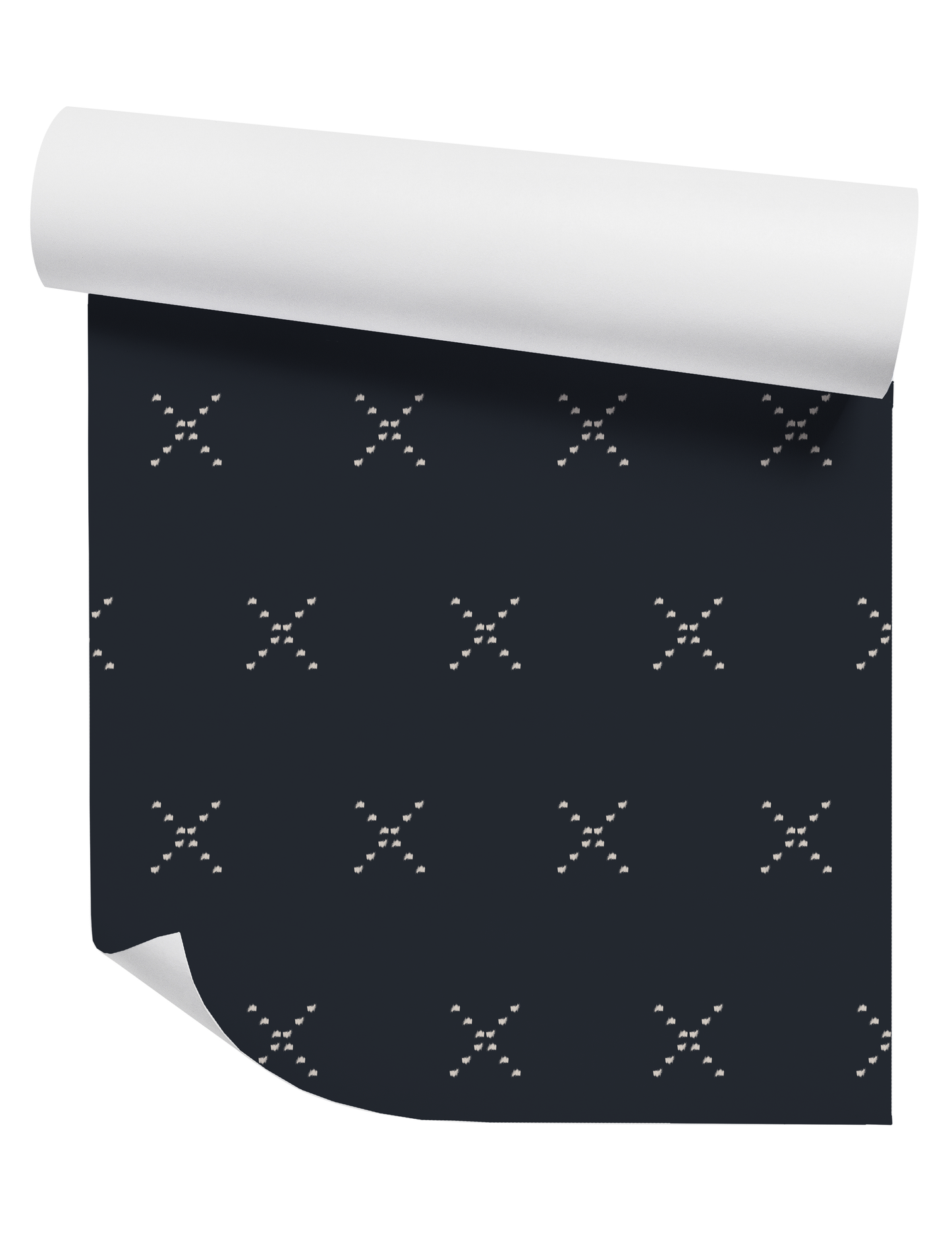 Navy Wallpaper with Small Dash X in Tan