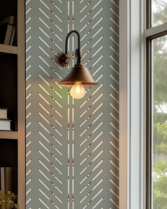 Ski Chevron Stripe on Sage Green Wallpaper