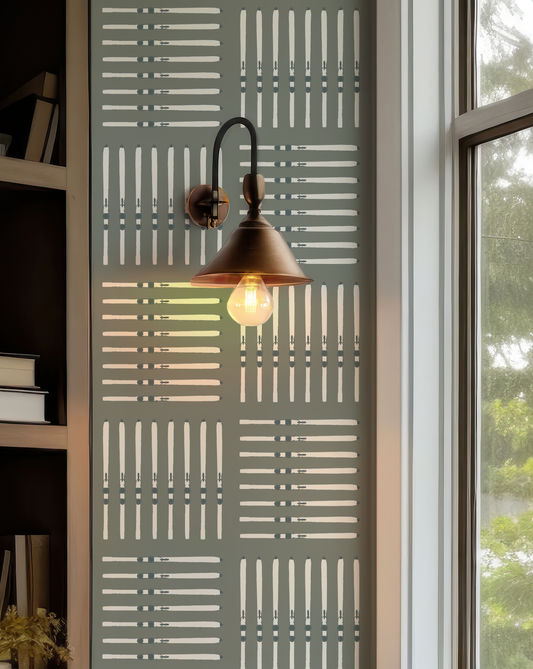 Green Ski Wallpaper showing the ski motifs arranged in 6-inch squares.