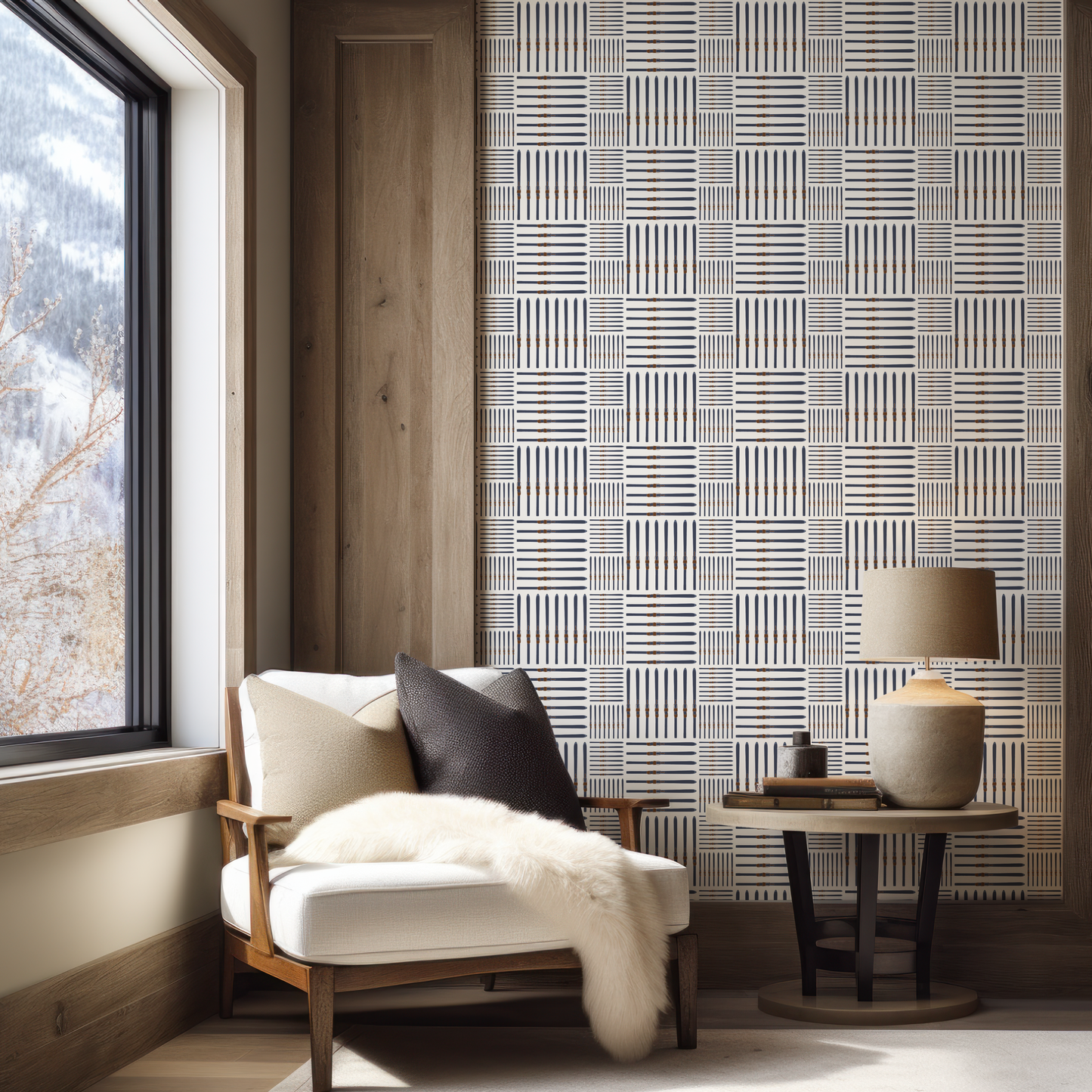 Ski Square Retro Blue Wallpaper