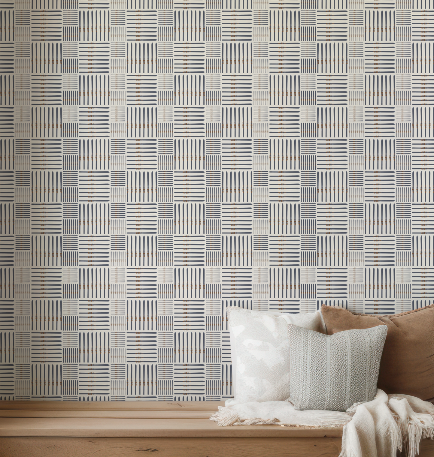 Ski Square Retro Blue Wallpaper