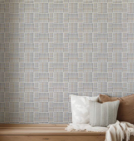 Ski Square Retro Blue Wallpaper