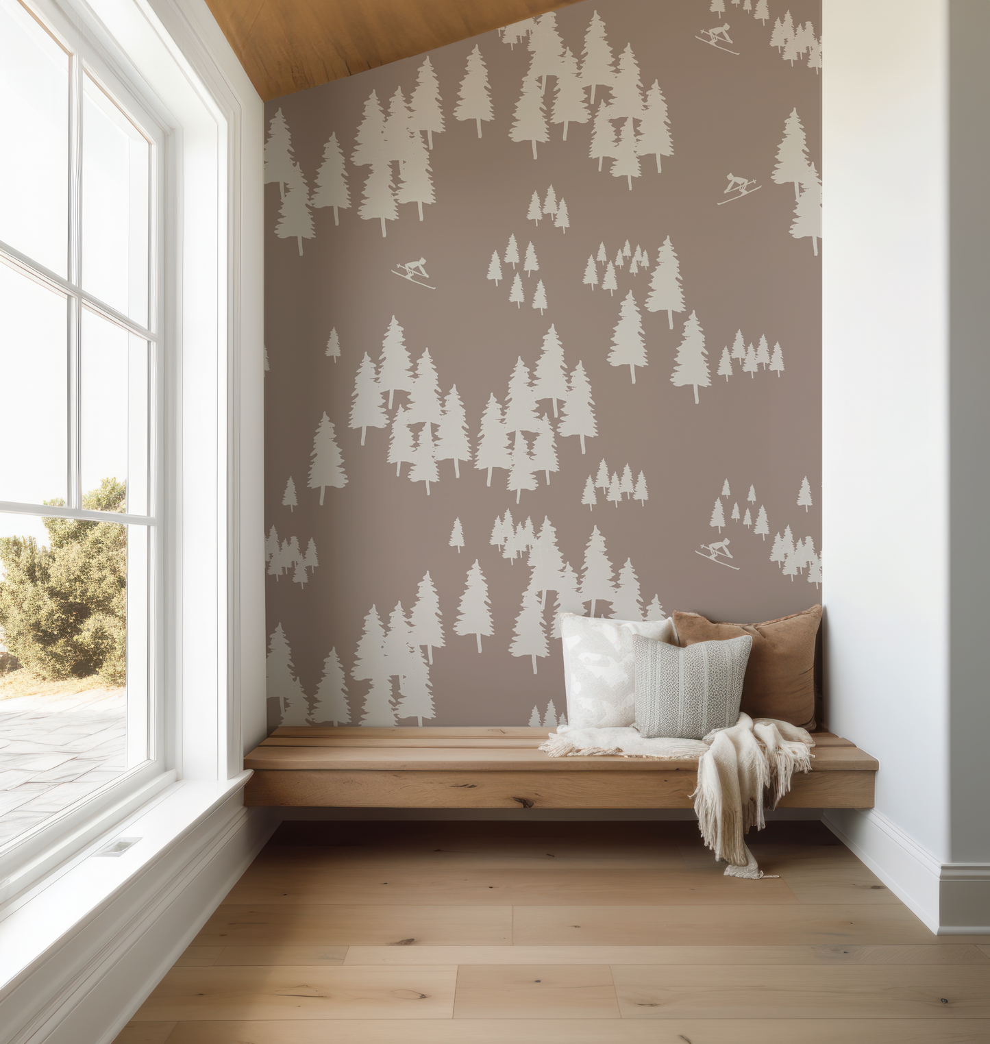 Skiing Through the Trees Wallpaper Mural
