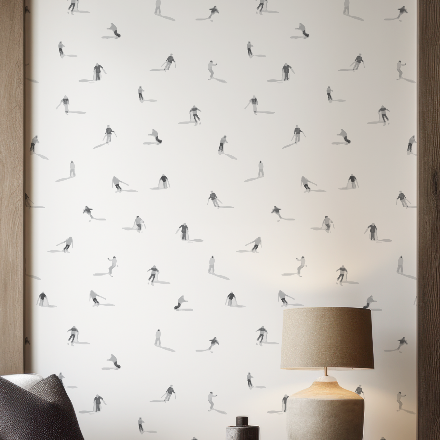Ski Hill Grey and White Wallpaper