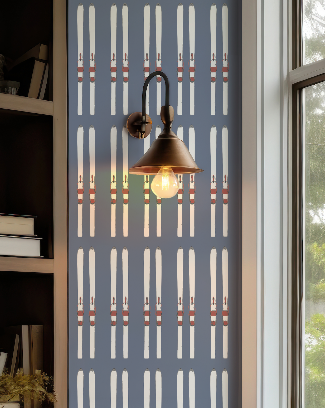 Ski Stripe Wallpaper in Niseko Night Blue