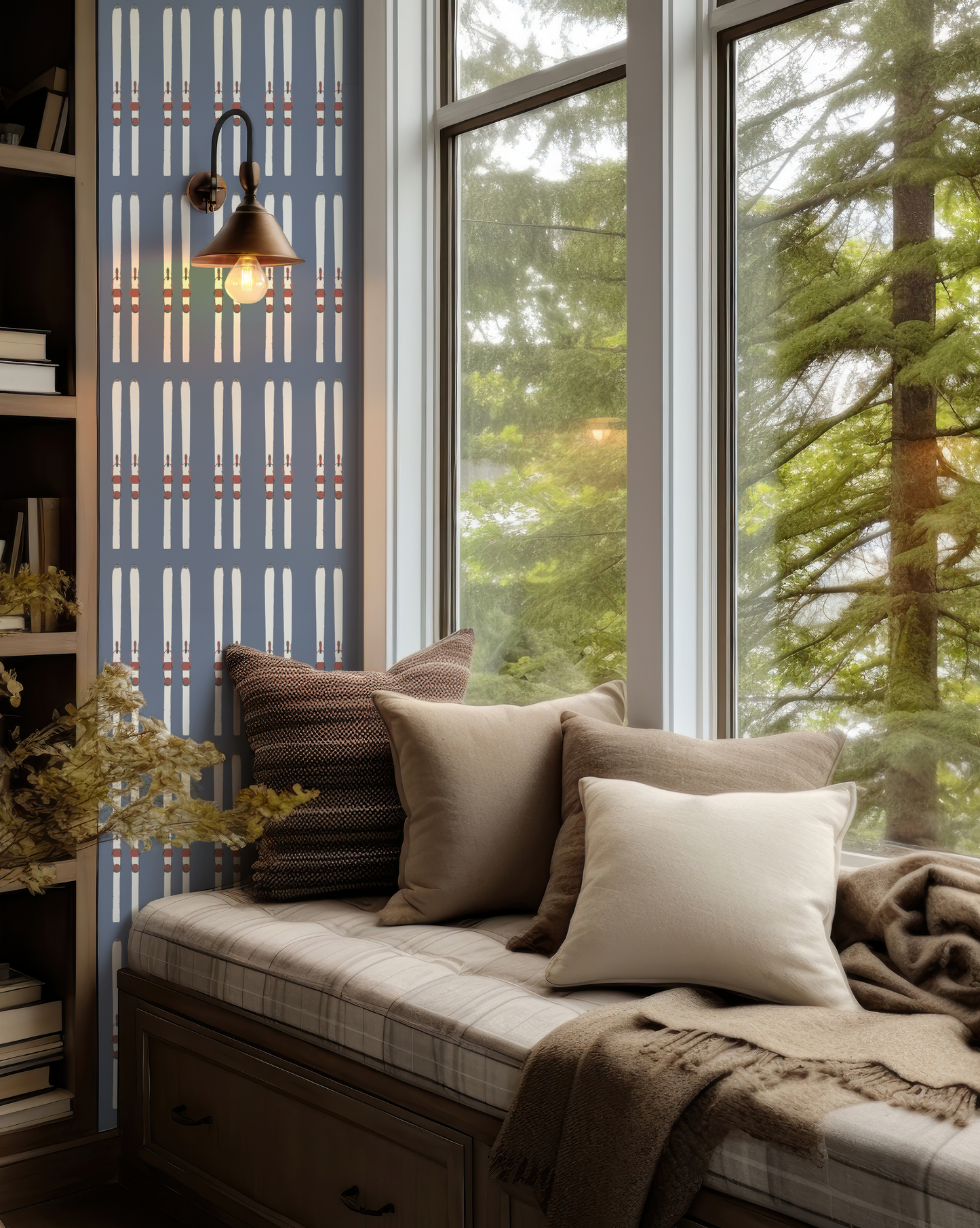 Ski Stripe Wallpaper in Niseko Night Blue