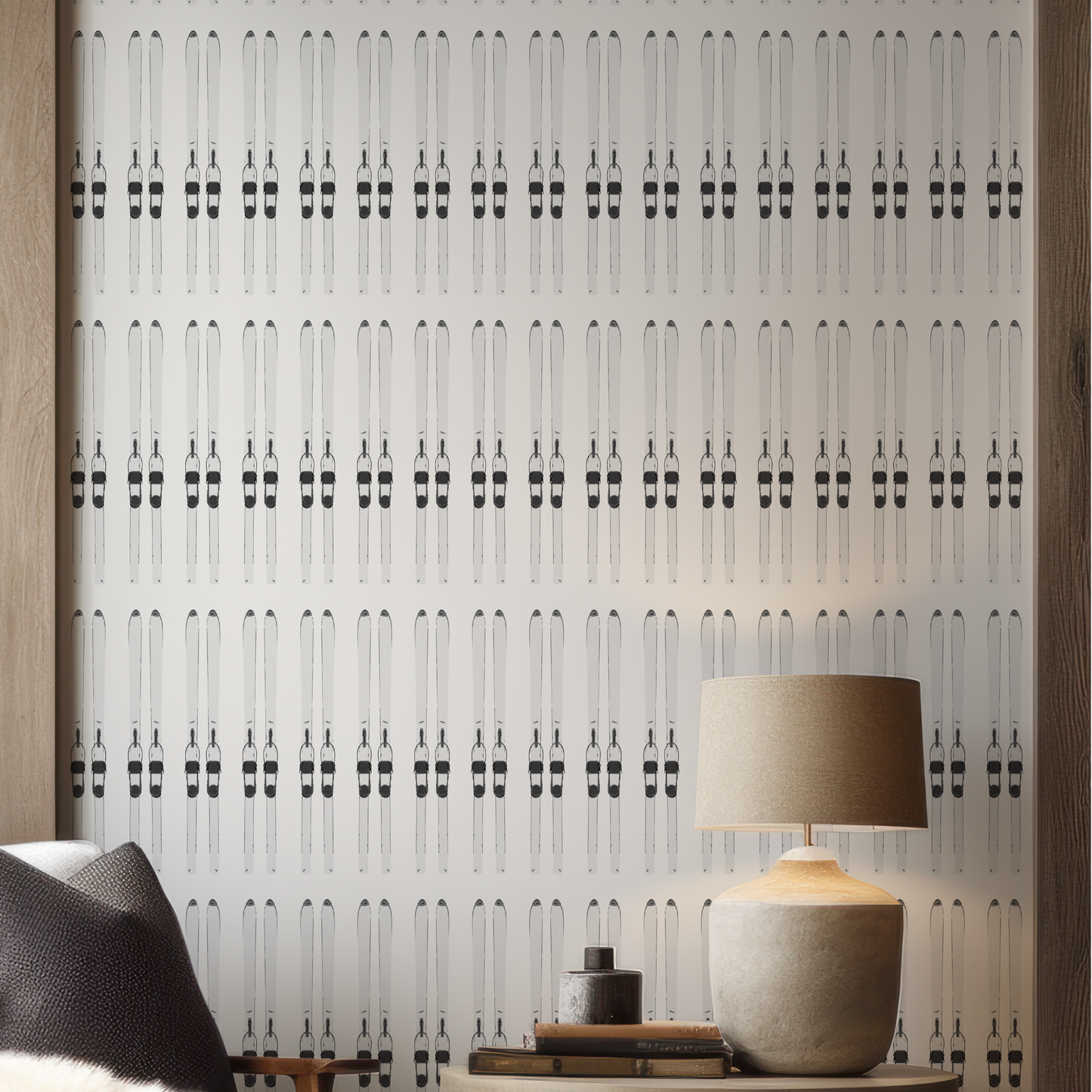 Ski Stripe on White Wallpaper