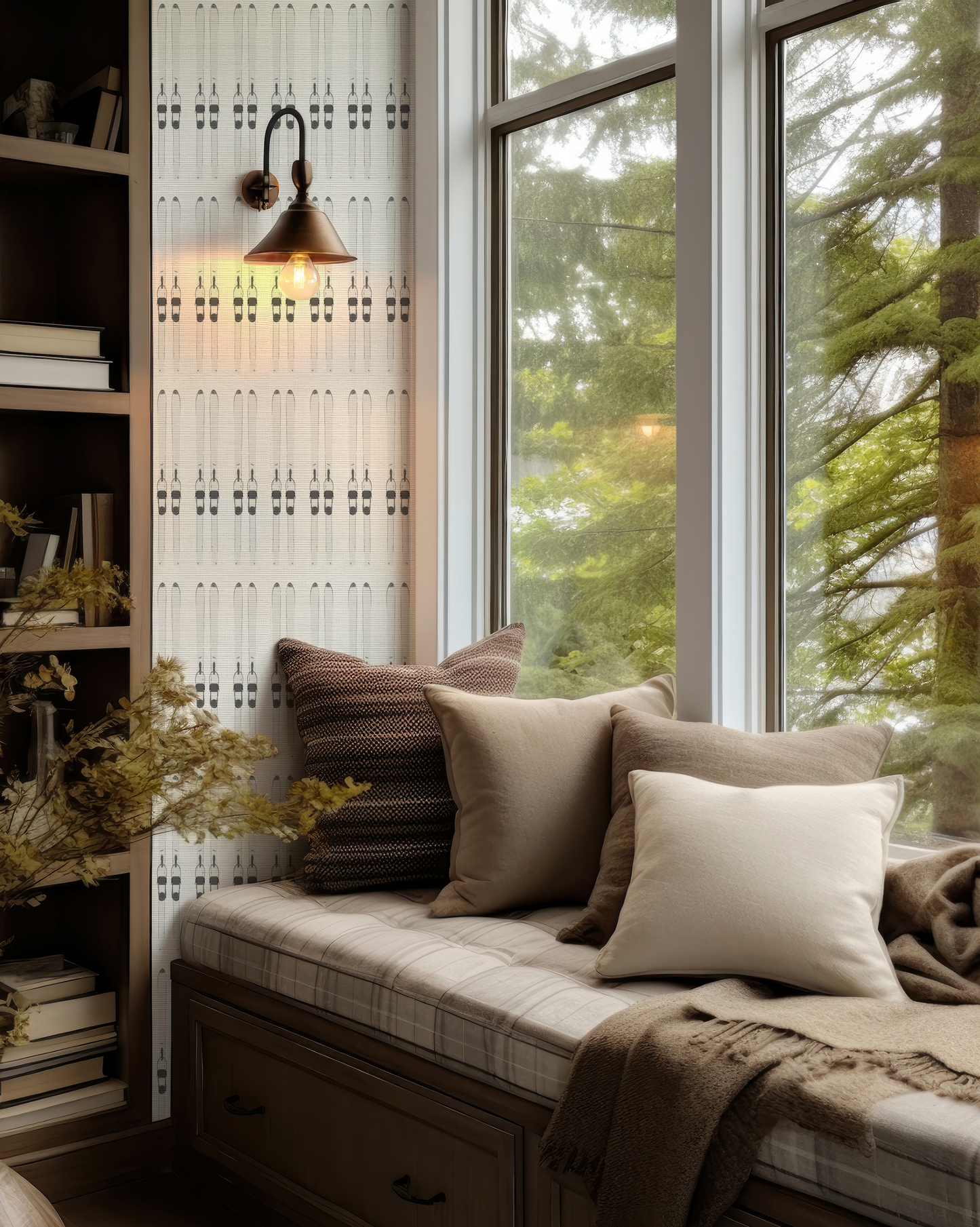 Ski Stripe on White Wallpaper