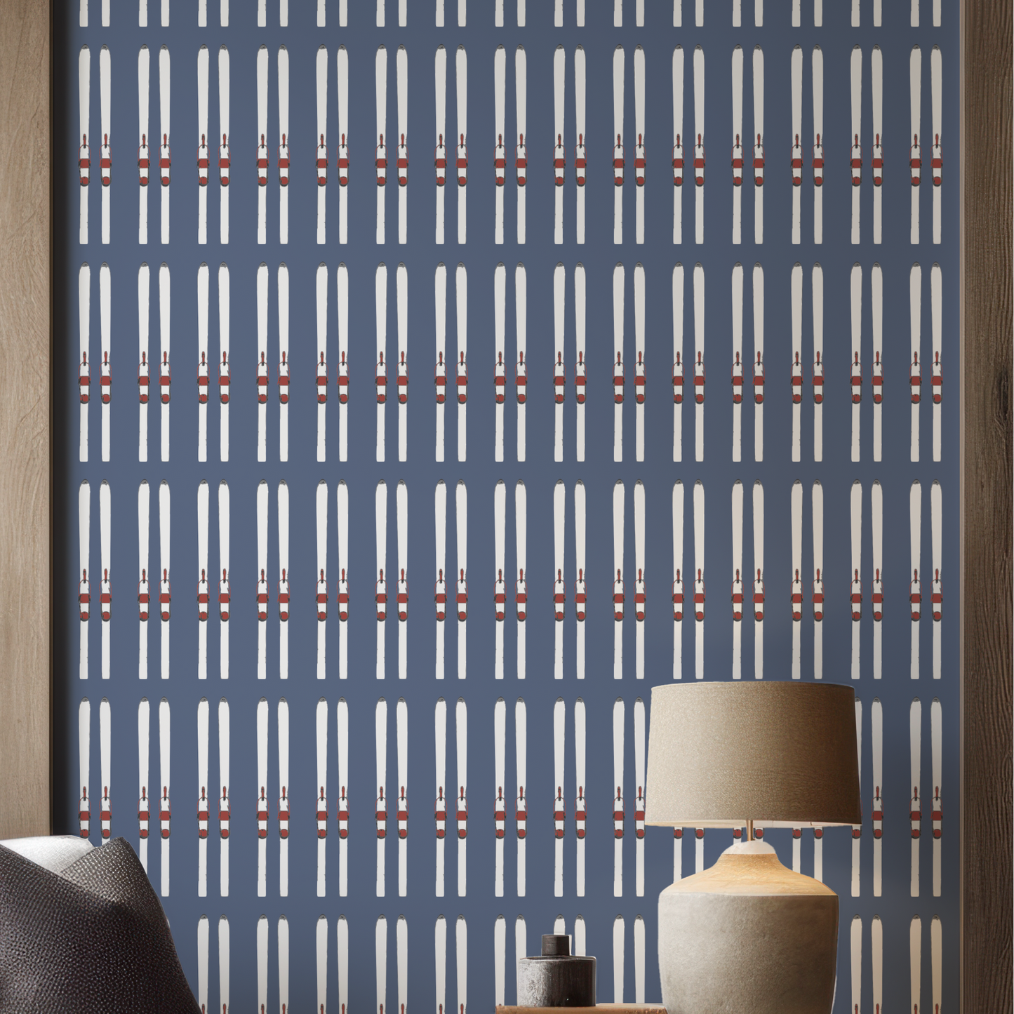 Ski Stripe Wallpaper in Niseko Night Blue