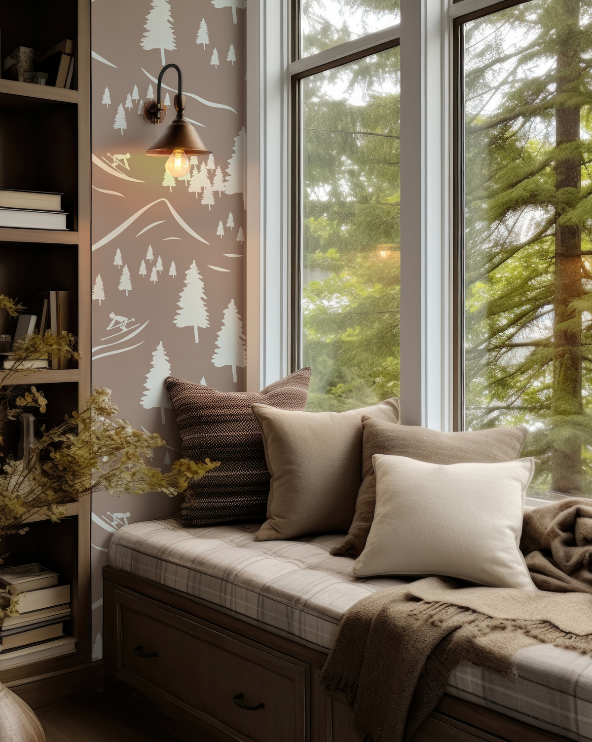 Ski Wallpaper in Ski House Interior.