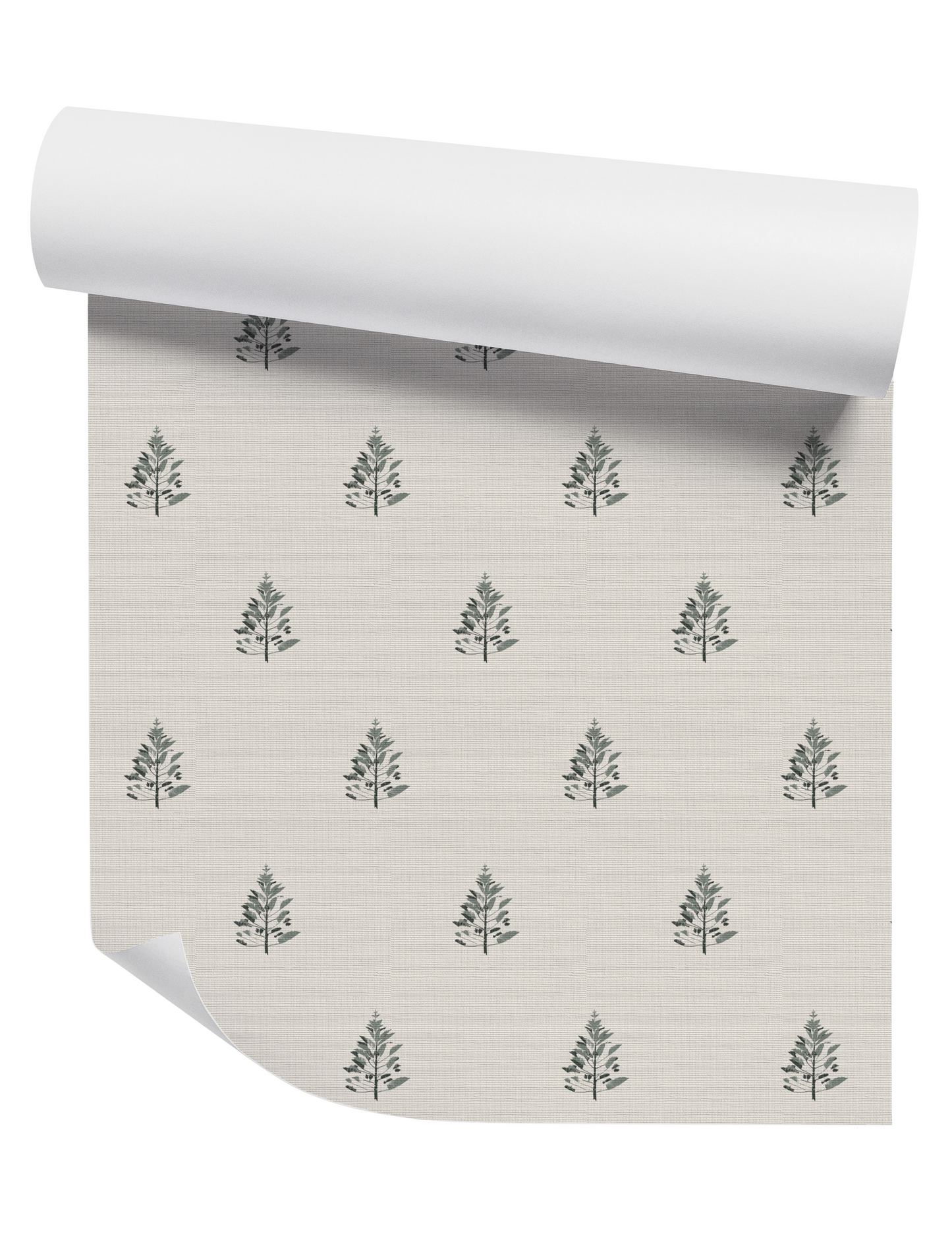 Norfolk Pine Delicate In Olive on Off White Wallpaper