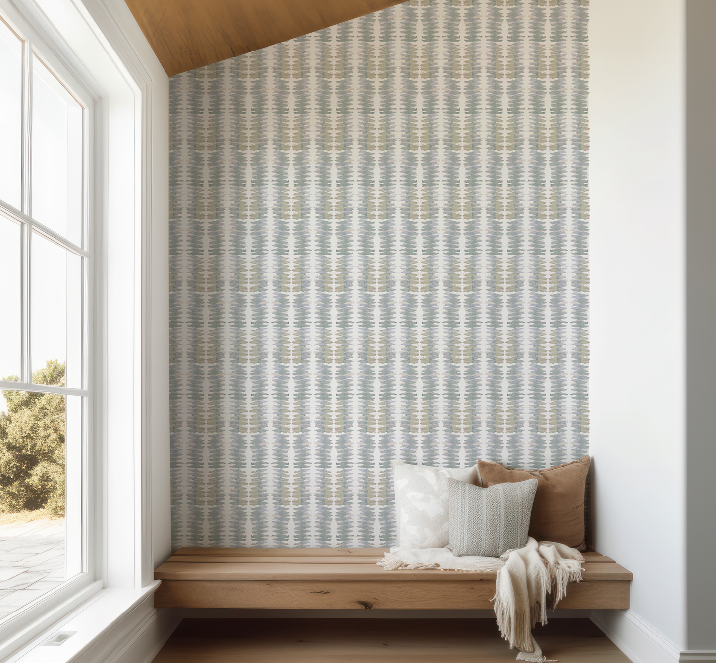 Painter's Ikat on White Wallpaper