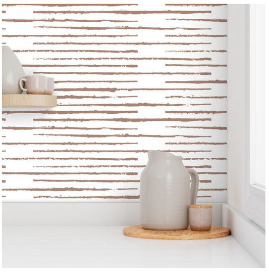 Willow + Wild Sienna Horizontal Stripe Grasscloth Wallpaper Roll - 32" x 22'