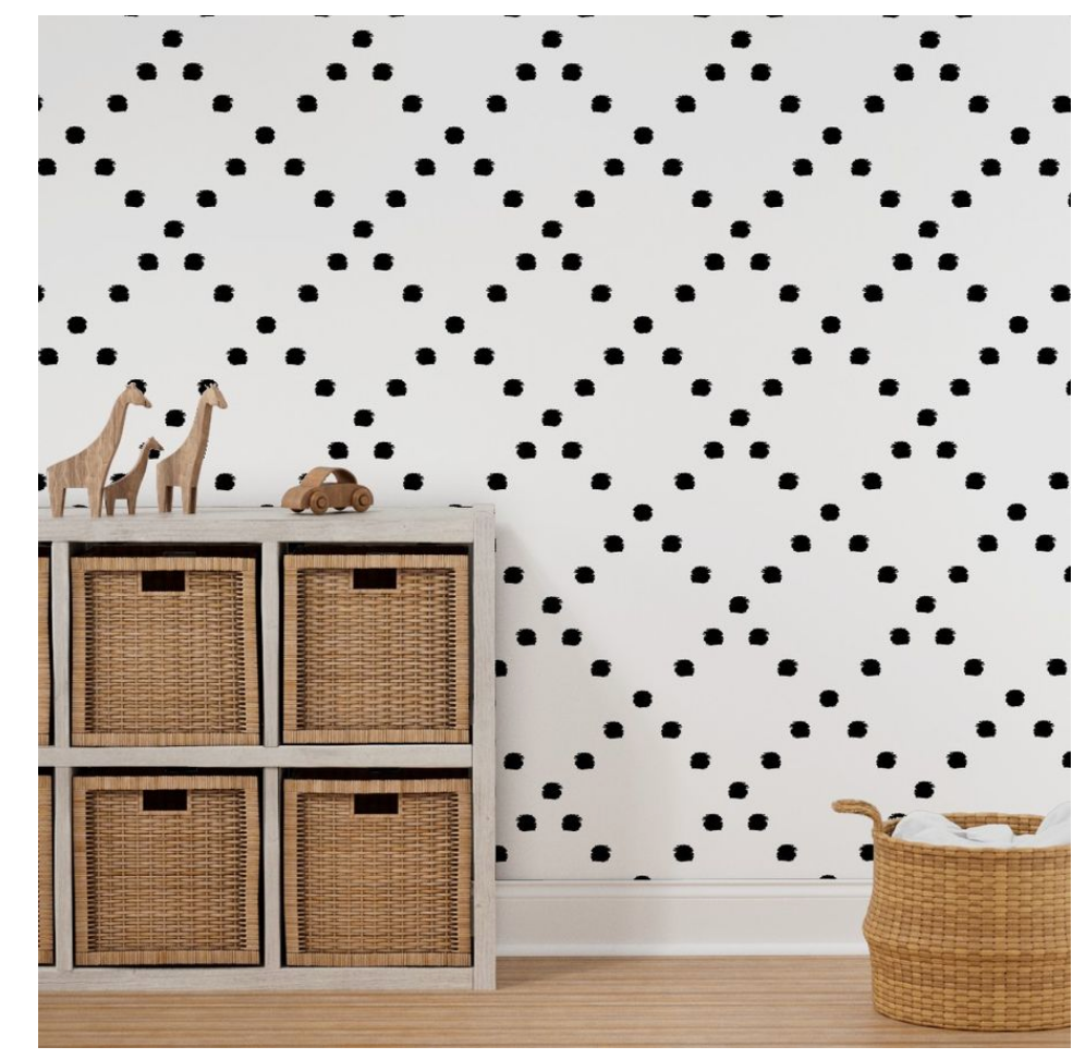 Willow + Wild Black & White Diamond Dot Grasscloth Wallpaper Roll - 32" x 22'