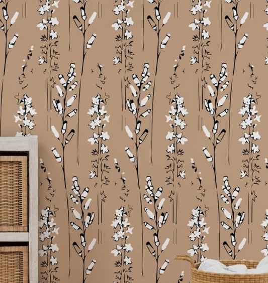 Willow + Wild Nature Study Golden Grasscloth Wallpaper Roll - 32" x 22'