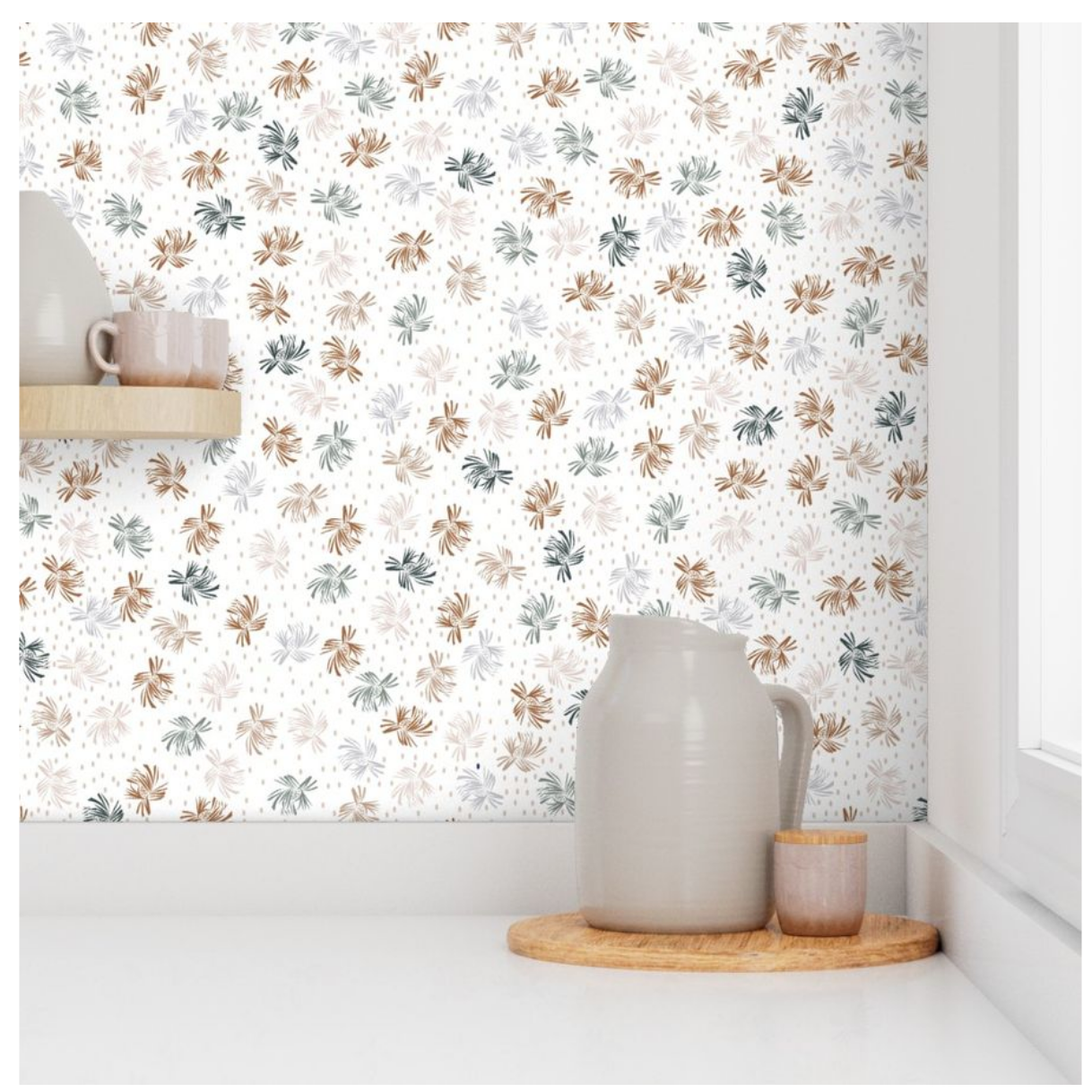Willow + Wild Ditsy Daisy In White Grasscloth Wallpaper Roll - 32" x 22'